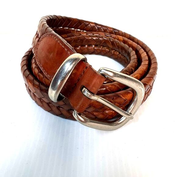 Vintage COACH 5922 Men's Belt 40" Braided Leather Brass Classic Preppy Luxury - Picture 1 of 8